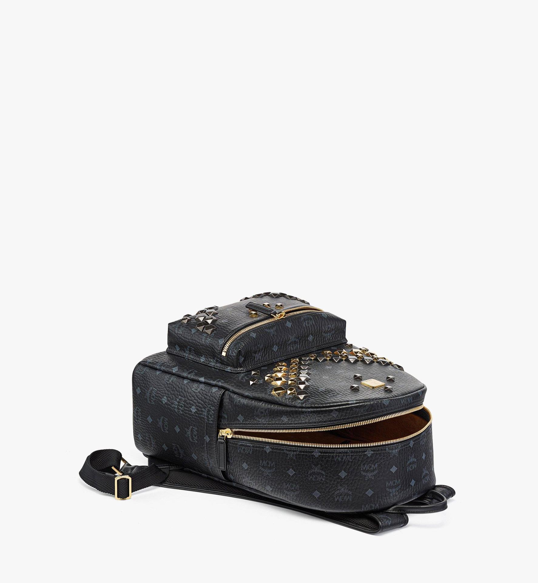 Retro M Studs Stark Backpack in Visetos - Çanta, Siyah - Sırt
