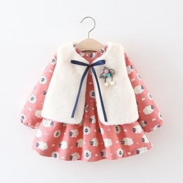 Lamb Vest Dress Set of 2, Orange