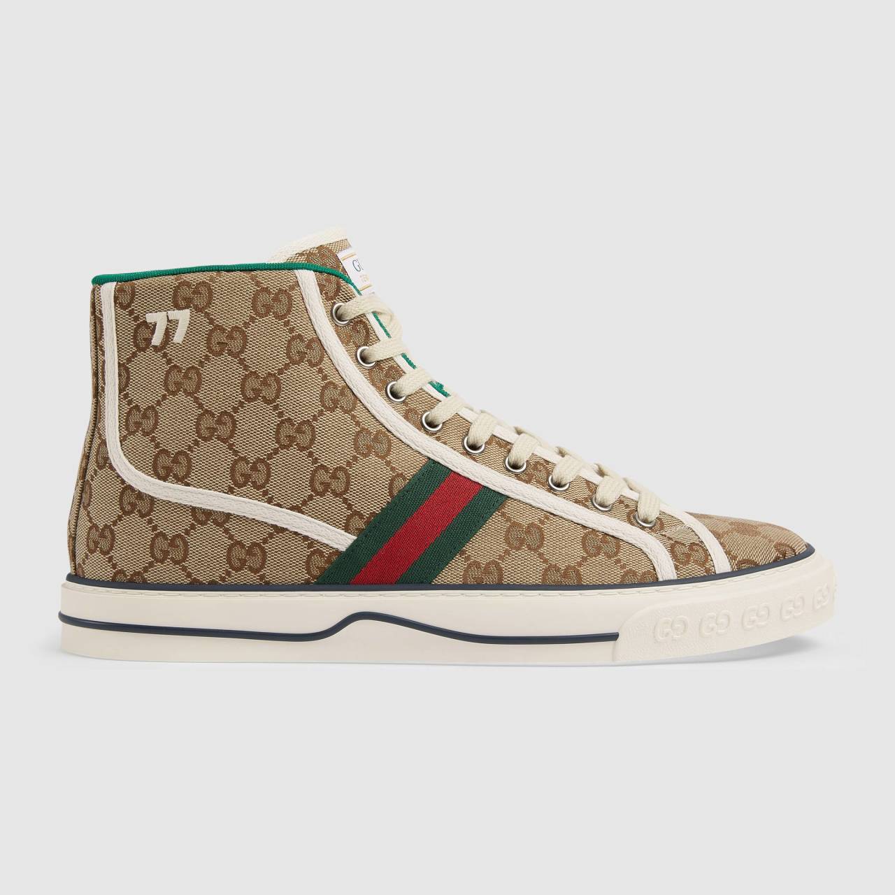 Men's Gucci Tennis 1977 high top sneaker - Ayakkabı, Krem