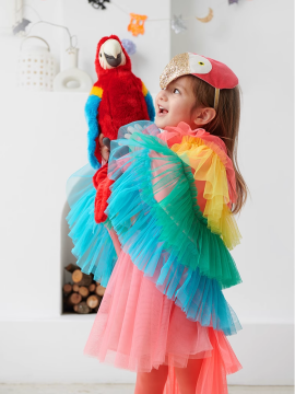 Parrot Fringed Tulle Costume - Papağan Pelerin Kostüm, Kırmızı Kuyruklu