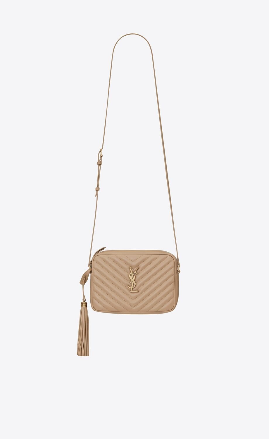 LOU CAMERA BAG IN QUILTED LEATHER - Çanta, Krem - Omuz Çantası